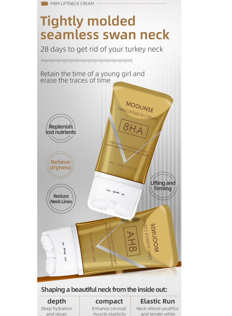 AH-8 Firming Neck Cream for Crepey Skin Body Care Comfort, Roller Neck Cream, For Neck  Jawline Lifting with 8 Types of Hyaluronic Acids, Boosting Firmness, Elasticity, Deep Hydration, 4.23 oz  - Image 3