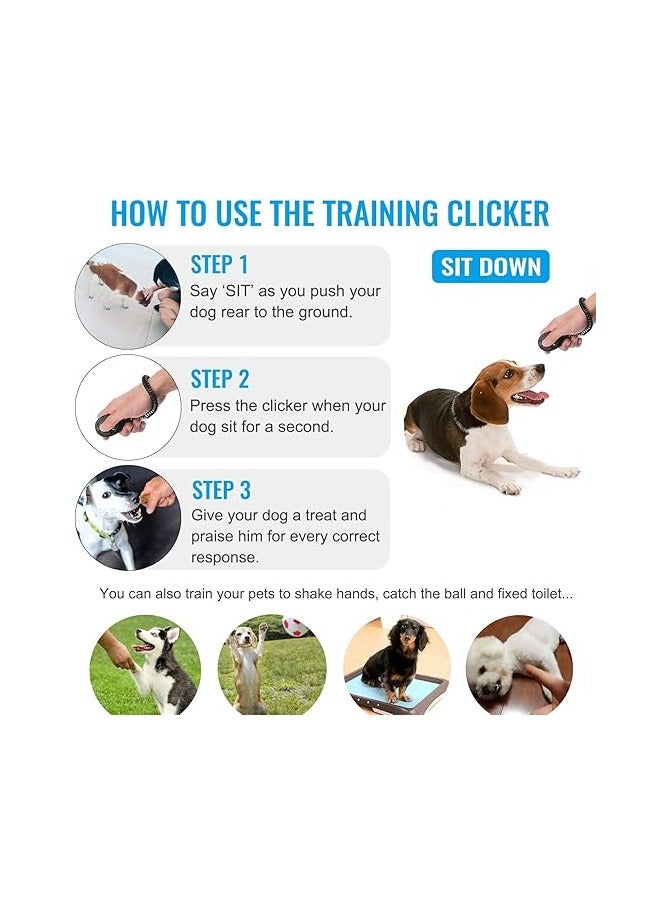 عام مقرص كليكر للكلاب، [2 قطعة، متعدد الألوان]، كليكر تدريب مع سوار للمعصم للكلاب، القطط، الخيول. - Image 2
