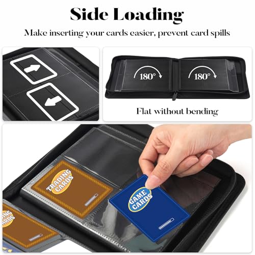 Fabmaker Premium 4 Pocket Zip Card Binder, Trading Card Binder for 320 Cards, Portable PU Card Collection Binder, Collector Card Album Folder for MTG, TCG, Sports Cards, Game Cards (Black) - Image 5