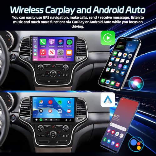NHOPEEW [2+64G] Car Stereo for Jeep Grand Cherokee 2014-2020 - Wireless Carplay & Android Auto, 10.1 Inch Touch Screen Android Radio - WiFi/EQ/GPS/Split Screen/Voice Control/SWC + AHD Rear View Camera - Image 3