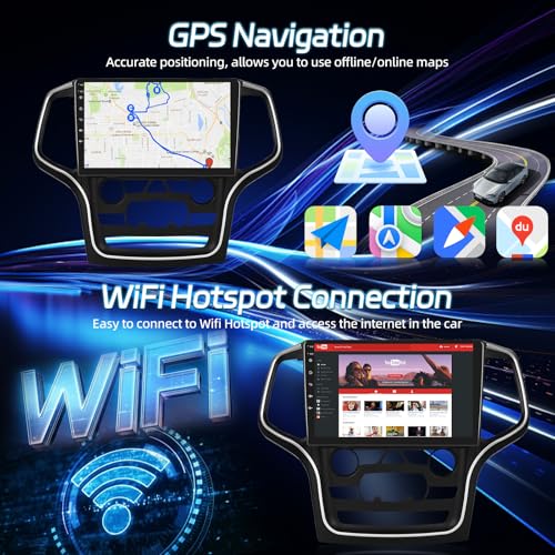 NHOPEEW [2+64G] Car Stereo for Jeep Grand Cherokee 2014-2020 - Wireless Carplay & Android Auto, 10.1 Inch Touch Screen Android Radio - WiFi/EQ/GPS/Split Screen/Voice Control/SWC + AHD Rear View Camera - Image 4