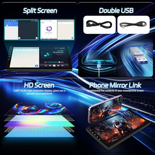 NHOPEEW [2+64G] Car Stereo for Jeep Grand Cherokee 2014-2020 - Wireless Carplay & Android Auto, 10.1 Inch Touch Screen Android Radio - WiFi/EQ/GPS/Split Screen/Voice Control/SWC + AHD Rear View Camera - Image 5
