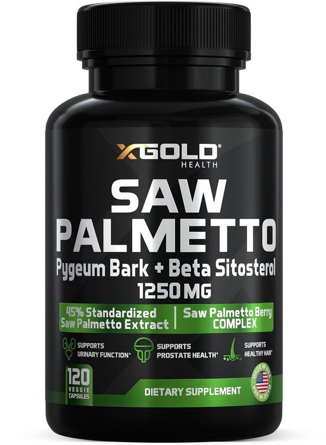 X Gold Health Saw Palmetto Prostate Supplement for Men | Pygeum Bark | Beta Sitosterol Supplement | Potent 3X Formula | Urinary Function Prostate | DHT Blocker Hair Growth | 4 Month Supply Male Pills - Image 1