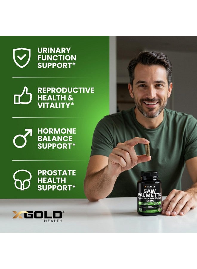 X Gold Health Saw Palmetto Prostate Supplement for Men | Pygeum Bark | Beta Sitosterol Supplement | Potent 3X Formula | Urinary Function Prostate | DHT Blocker Hair Growth | 4 Month Supply Male Pills - Image 4