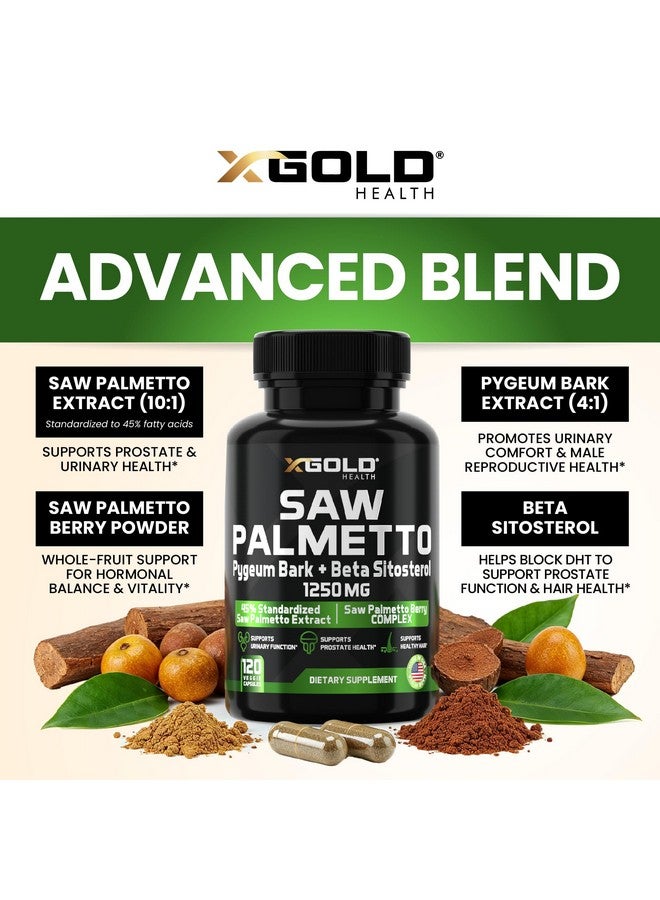 X Gold Health Saw Palmetto Prostate Supplement for Men | Pygeum Bark | Beta Sitosterol Supplement | Potent 3X Formula | Urinary Function Prostate | DHT Blocker Hair Growth | 4 Month Supply Male Pills - Image 3