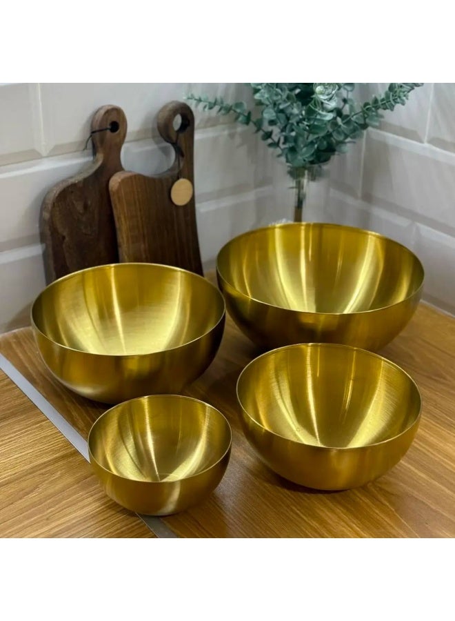 بولات استانلس مدهبة للتقديم السلاطات و الفواكه بولات ذهبية من الفولاذ المقاوم للصدأ ، بولات تقديم ، صينية كعك دائرية ، مختلفة الحجم ، تستخدم في المنزل متوفر ب 4 مقاسات مختلفه - Image 4