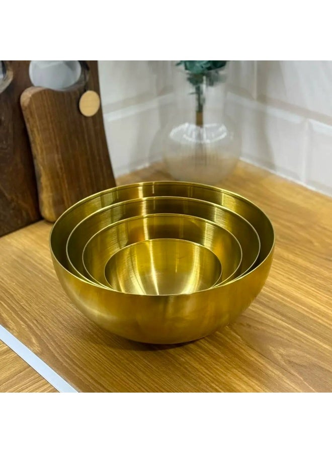 بولات استانلس مدهبة للتقديم السلاطات و الفواكه بولات ذهبية من الفولاذ المقاوم للصدأ ، بولات تقديم ، صينية كعك دائرية ، مختلفة الحجم ، تستخدم في المنزل متوفر ب 4 مقاسات مختلفه - Image 3