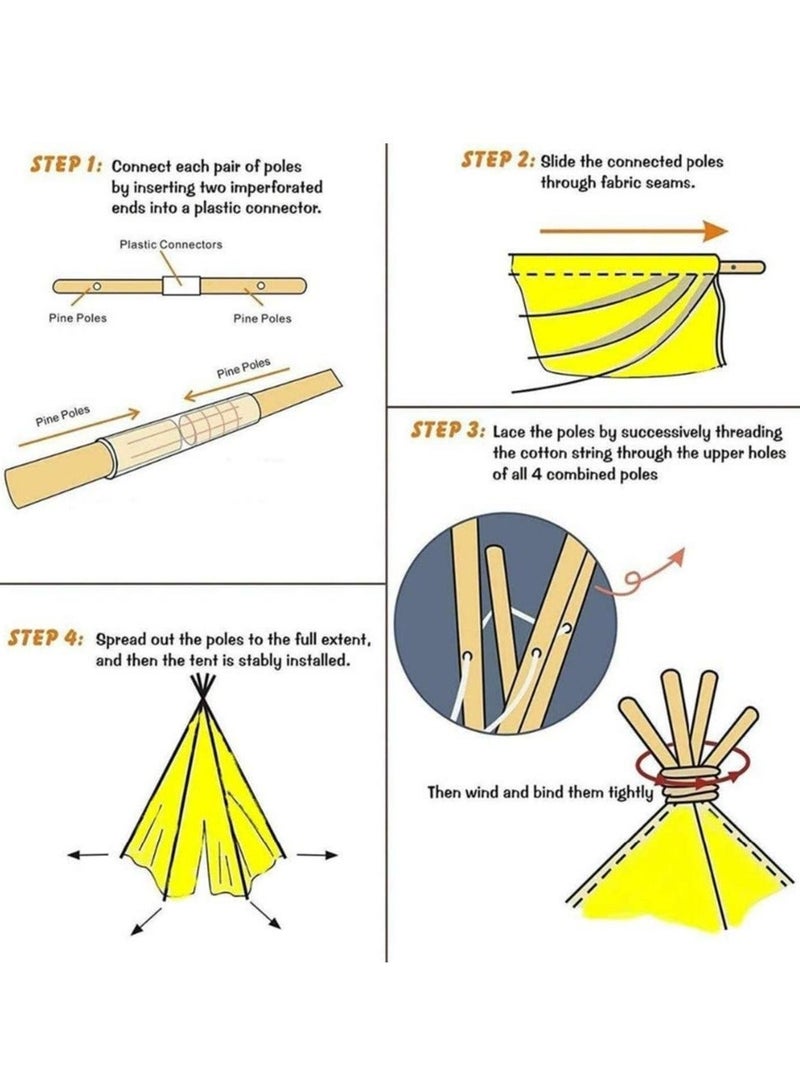 RATSAW 1.6 M Kids Play Tent Foldable Canvas Teepee for Children Portable Playhouse Perfect Gift for Boys and Girls​ - Image 4