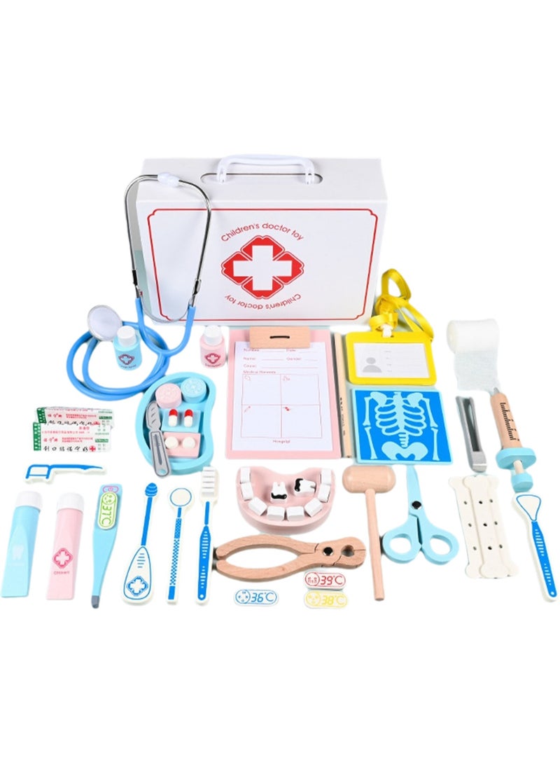 43 Pieces In A Box, Wooden Simulation Baby Injection And Medical Experience, Children'S Play House Doctor Toy Set Gift  - Image 1