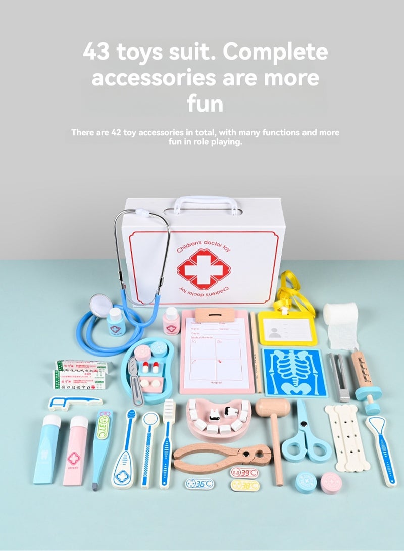 43 Pieces In A Box, Wooden Simulation Baby Injection And Medical Experience, Children'S Play House Doctor Toy Set Gift  - Image 4