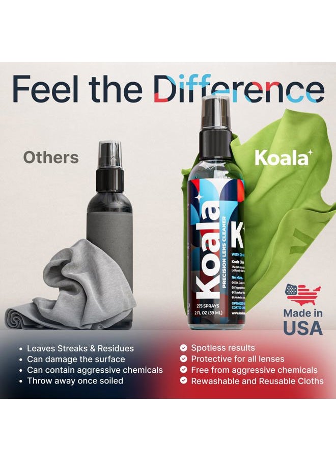 Koala Lifestyle Koala Eyeglass Lens Cleaner Spray Kit | (2x) Glasses Cleaner Bottle + (2x) Microfiber Cloth | Alcohol Free Eyeglasses, Screen, and Camera Cleaning Kit | Made in USA (4 Piece Set)  - Image 5