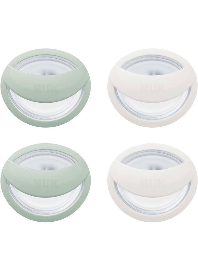 NUK لهاية سيليكون NUK المطابقة المثالية، 4 قطع، للأعمار من 0-6 أشهر، أخضر وأبيض - Image 1