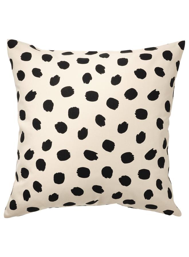 erorex Cushion cover, off-white/dot pattern black, 50x50 cm - Image 1