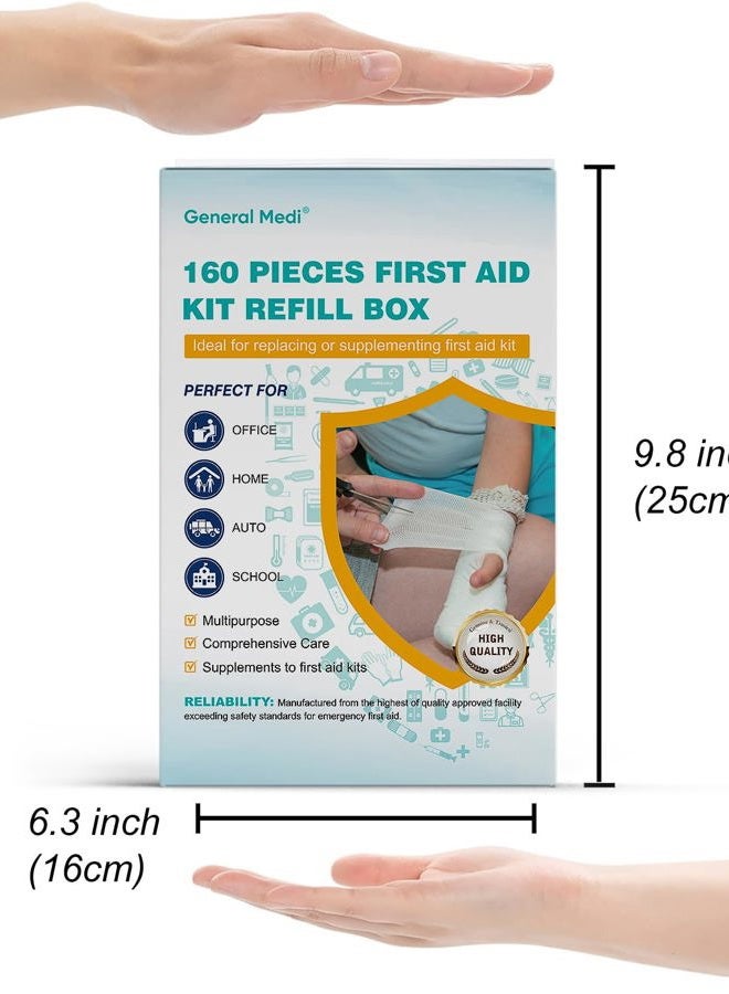 General Medi 160 Piece First Aid Kit Bag Refill Kit - Includes Eyewash, Instant Cold Pack, Bandages,Emergency Blanket, Moleskin Pad, Gauze - Extra Replacement Medical Supplies for First Aid - Image 2