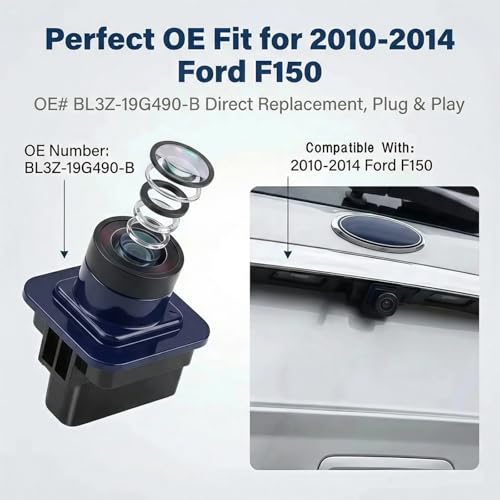GlymXia Rear View Backup Camera Replacement Compatible with 2010-2014 Ford F150, Replaces OEM BL3Z-19G490-B EL3Z-19G490-D Plug and Play Reverse Camera - Image 2