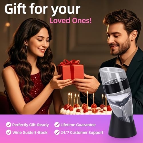 D&Slifei Wine Aerator Pourer and Decanter with Unique Aeration Device Quickly Enhances Wine Flavors with Smoother Finish,Best Gifts for Wine Lovers and Sommeliers (Black) - Image 4
