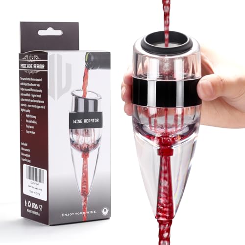 D&Slifei Wine Aerator Pourer and Decanter with Unique Aeration Device Quickly Enhances Wine Flavors with Smoother Finish,Best Gifts for Wine Lovers and Sommeliers (Black) - Image 1