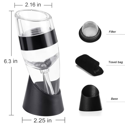 D&Slifei Wine Aerator Pourer and Decanter with Unique Aeration Device Quickly Enhances Wine Flavors with Smoother Finish,Best Gifts for Wine Lovers and Sommeliers (Black) - Image 2