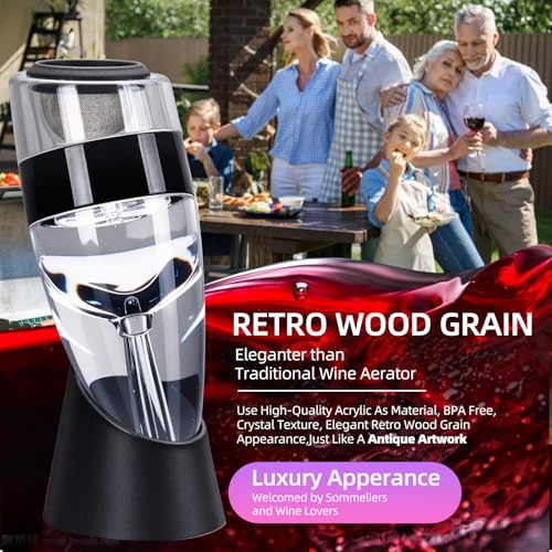 D&Slifei Wine Aerator Pourer and Decanter with Unique Aeration Device Quickly Enhances Wine Flavors with Smoother Finish,Best Gifts for Wine Lovers and Sommeliers (Black) - Image 5