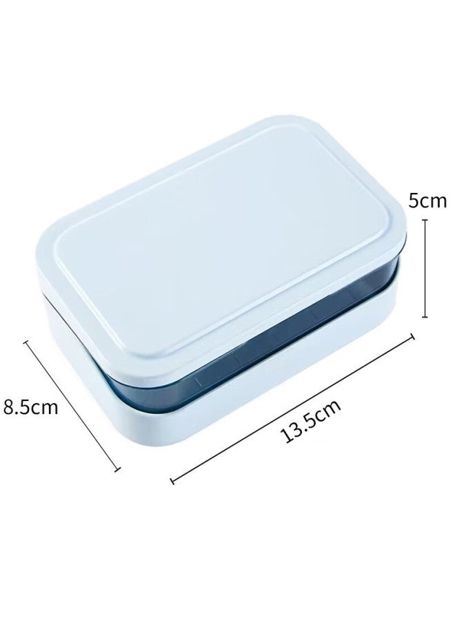 Mengting Soap Dish, Flip-top Creative Draining Soap Holder, No Drilling Required, With Lid, Bathroom Laundry Soap Box, Soap Rack, Blue
