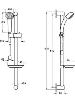 Vitra Nano 1f (Functional) Sliding Hand Shower Set, A45698EKM Chrome  - Image 2