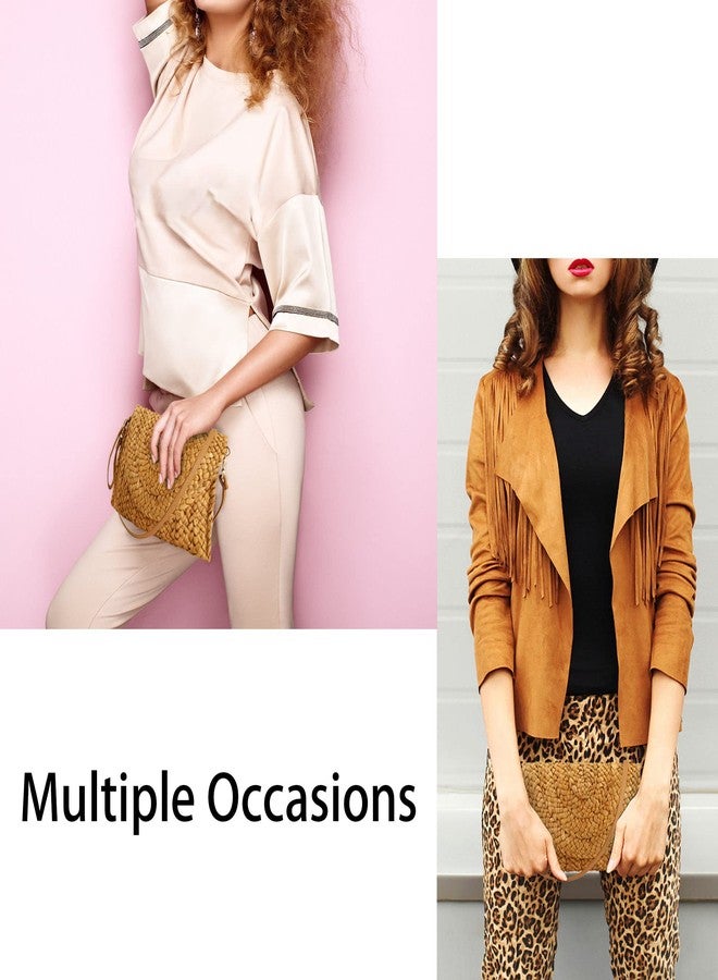 Buric Straw Clutch Purses for Women Woven Straw Crossbody Bags Women's Crossbody Handbags Retro Shoulder bag Trendy Summer Beach Bags with Magnetic Buckle Closure (Brown) - Image 2