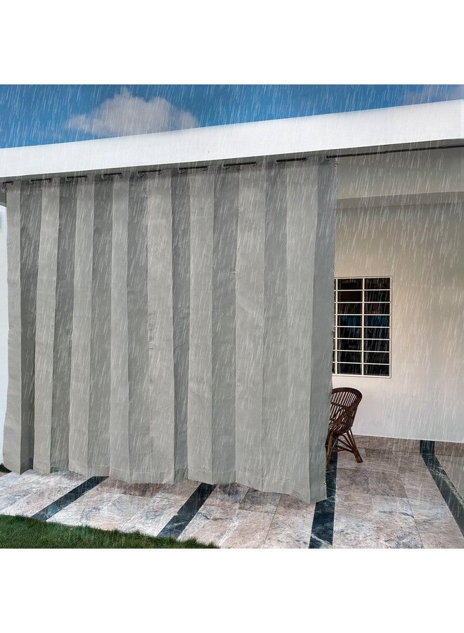 HIPPO Waterproof Plastic Outdoor Balcony Solid Rod Pocket Opaque Curtain Hdpe Fabric Sun & Rain Protection For Balcony 10Ft Long Door Opaque Curtain (Pebble-Grey | 4.50Ftx10.00Ft | 2Pc) - Image 1