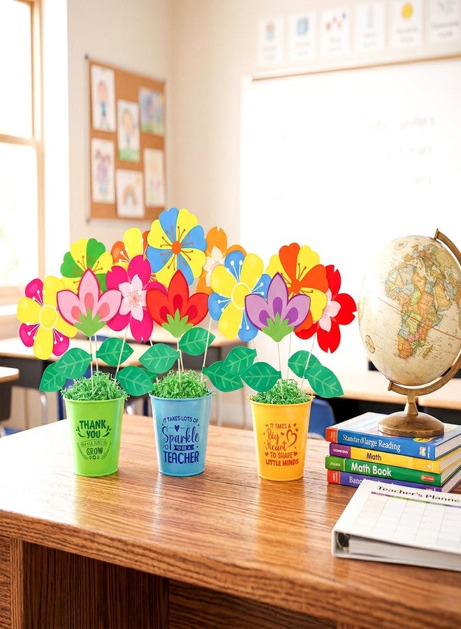 Fancy Land 3 Sets Teacher Gift Card Holder Teacher Appreciation Survival Kit Flower Bouquet Potted Holders Student Thank You Gratitude Gifts Graduation Back to School Party Favors Classroom Supplies - Image 5