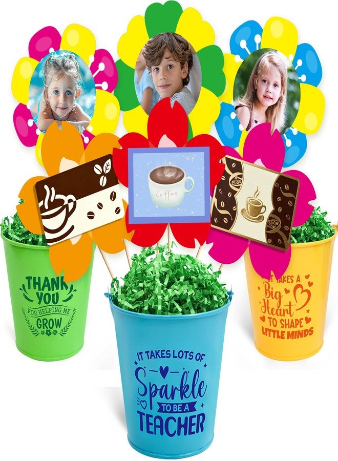 Fancy Land 3 Sets Teacher Gift Card Holder Teacher Appreciation Survival Kit Flower Bouquet Potted Holders Student Thank You Gratitude Gifts Graduation Back to School Party Favors Classroom Supplies - Image 1