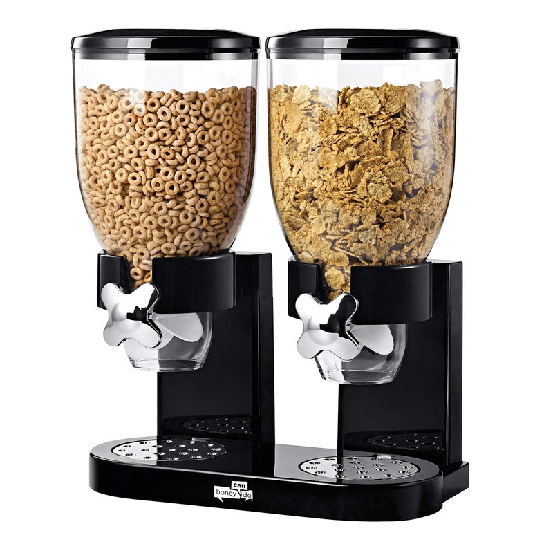Honey Can Do Zevro /GAT200 Indispensable Dry Food Dispenser, Dual Control, Black/Chrome, KCH-06121  - Image 1