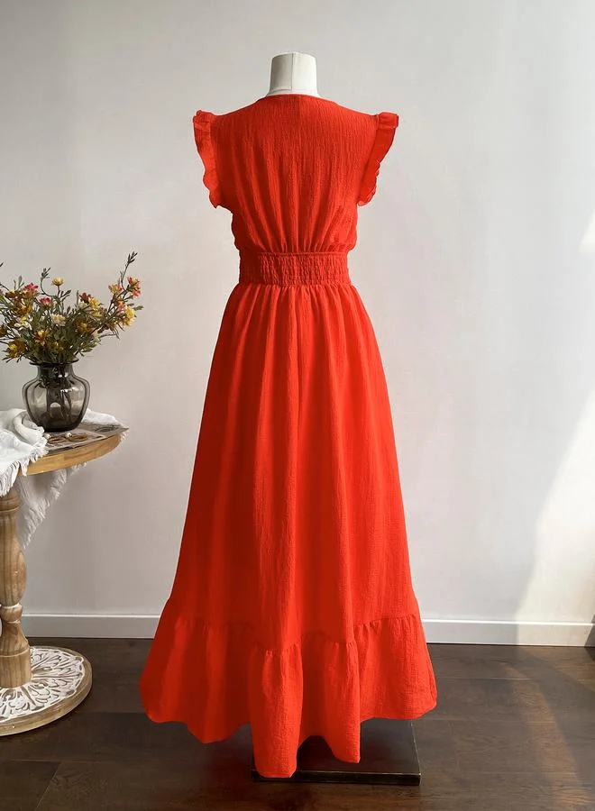 Take Two  A-Line Maxi Dress with Short Sleeves for Women | Best Price UAE