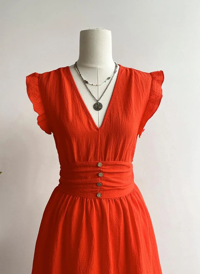 Take Two  A-Line Maxi Dress with Short Sleeves for Women | Best Price UAE