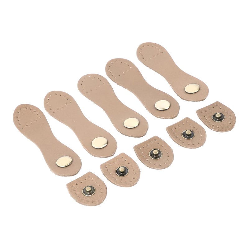 5 Set Leather Snap Buckles Soft Wearable DIY Sewing Leather Tab Closure for Handbags Shoulder Bags Purses Beige Antique Brass Accessory - Image 2