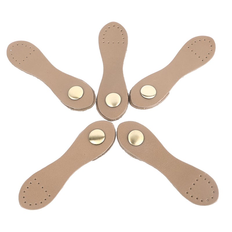5 Set Leather Snap Buckles Soft Wearable DIY Sewing Leather Tab Closure for Handbags Shoulder Bags Purses Beige Antique Brass Accessory - Image 4
