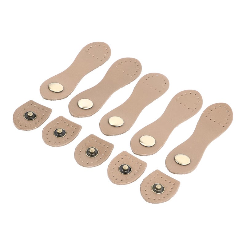 5 Set Leather Snap Buckles Soft Wearable DIY Sewing Leather Tab Closure for Handbags Shoulder Bags Purses Beige Antique Brass Accessory - Image 3