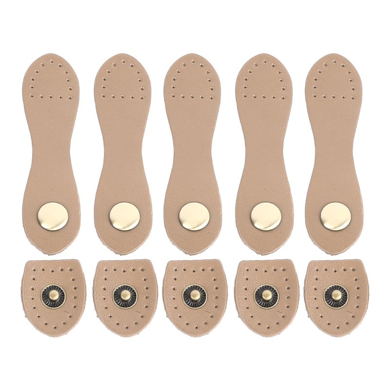 5 Set Leather Snap Buckles Soft Wearable DIY Sewing Leather Tab Closure for Handbags Shoulder Bags Purses Beige Antique Brass Accessory - Image 1