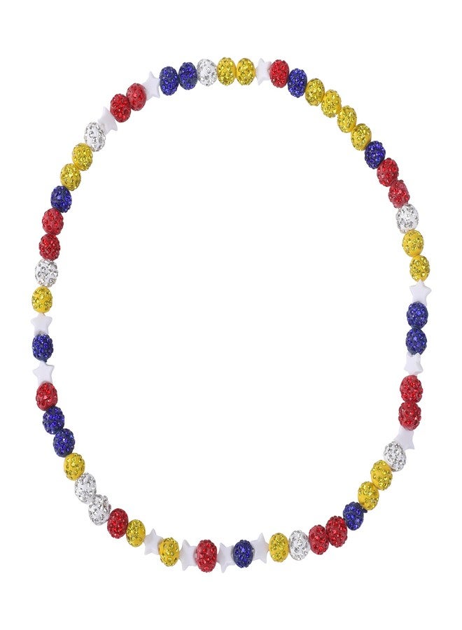 EXPHAIN Braves Baseball Necklace For Men Women Baseballer Inspired Beaded Necklace Unisex Rhinestone Discoball Necklaces Jewelry-gift for baseball team lovers, Red，Blue，Black, White, Yellow - Image 1