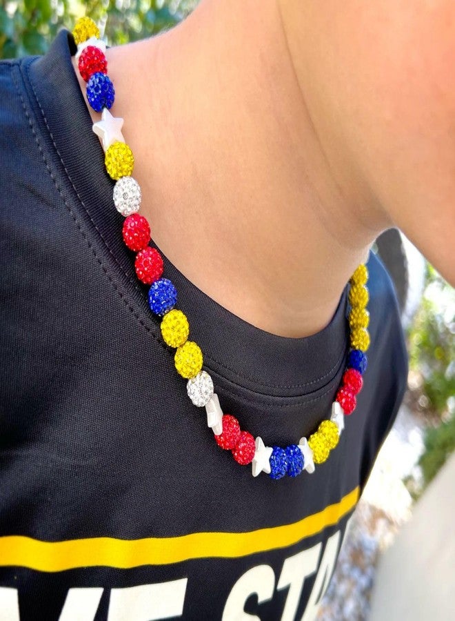 EXPHAIN Braves Baseball Necklace For Men Women Baseballer Inspired Beaded Necklace Unisex Rhinestone Discoball Necklaces Jewelry-gift for baseball team lovers, Red，Blue，Black, White, Yellow - Image 4
