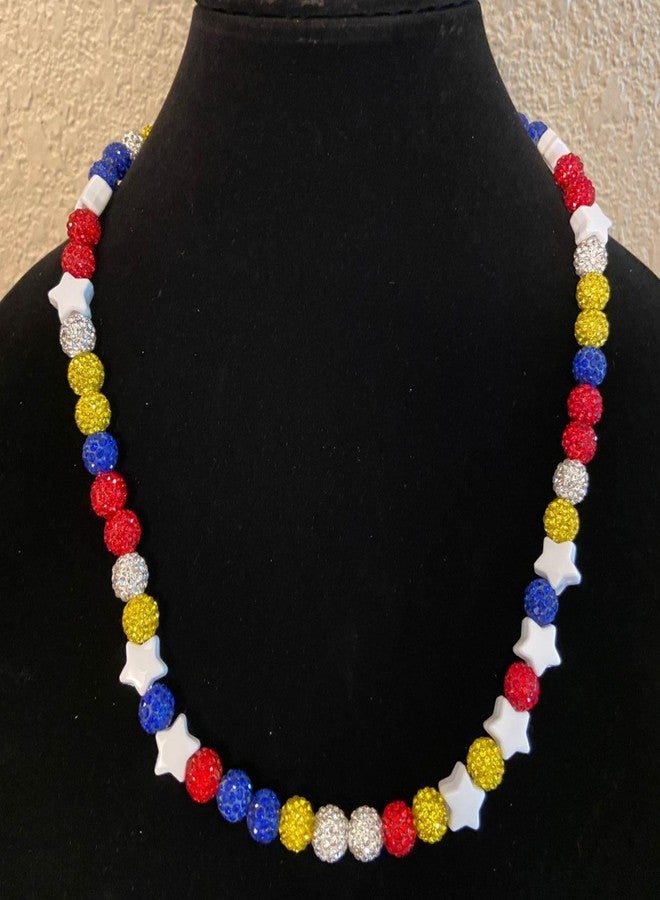 EXPHAIN Braves Baseball Necklace For Men Women Baseballer Inspired Beaded Necklace Unisex Rhinestone Discoball Necklaces Jewelry-gift for baseball team lovers, Red，Blue，Black, White, Yellow - Image 2