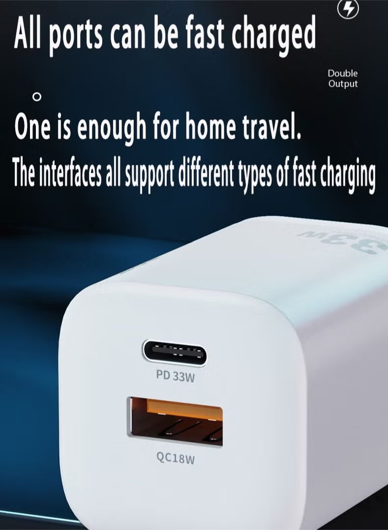 WEKOME USB C Plug, iPhone Charger, 33W Dual Port USB Fast Wall Charger, USB C Charger Block for iPhone 15/15 Pro/15 Pro Max/14/13/12, iPad Pro, AirPods, etc. (Cable Not Included) White - Image 3