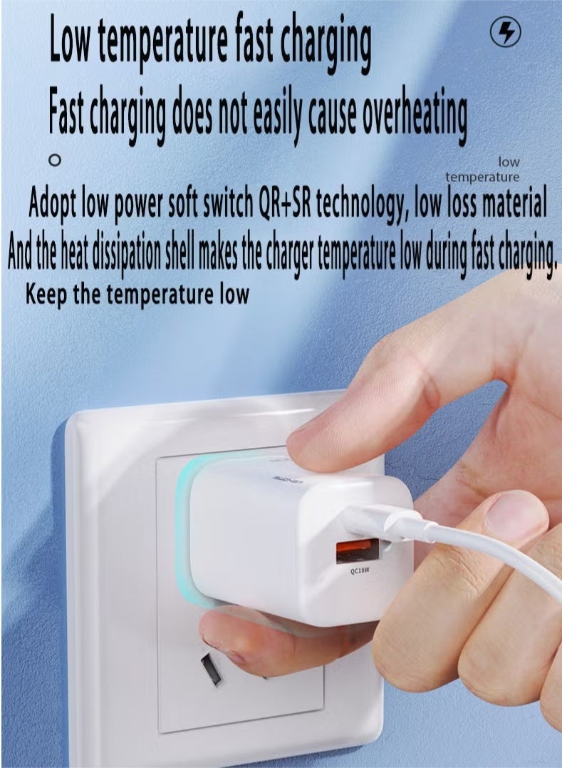 WEKOME USB C Plug, iPhone Charger, 33W Dual Port USB Fast Wall Charger, USB C Charger Block for iPhone 15/15 Pro/15 Pro Max/14/13/12, iPad Pro, AirPods, etc. (Cable Not Included) White - Image 2