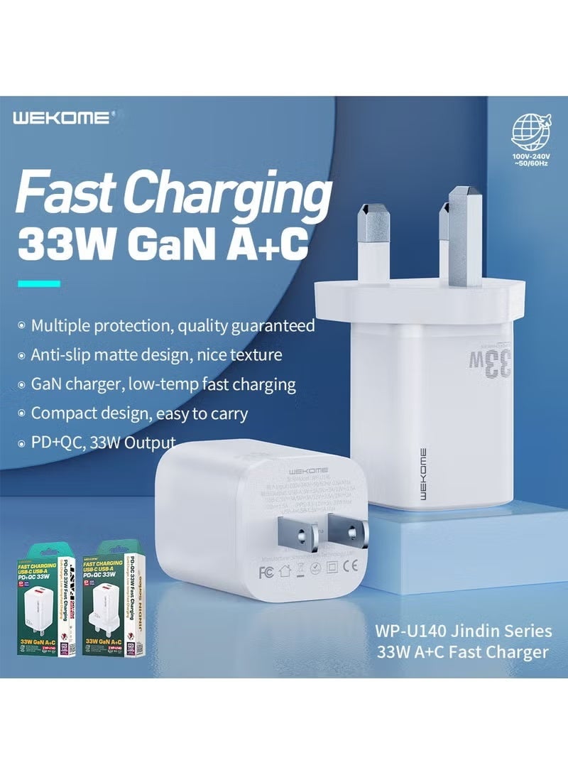 WEKOME USB C Plug, iPhone Charger, 33W Dual Port USB Fast Wall Charger, USB C Charger Block for iPhone 15/15 Pro/15 Pro Max/14/13/12, iPad Pro, AirPods, etc. (Cable Not Included) White - Image 5