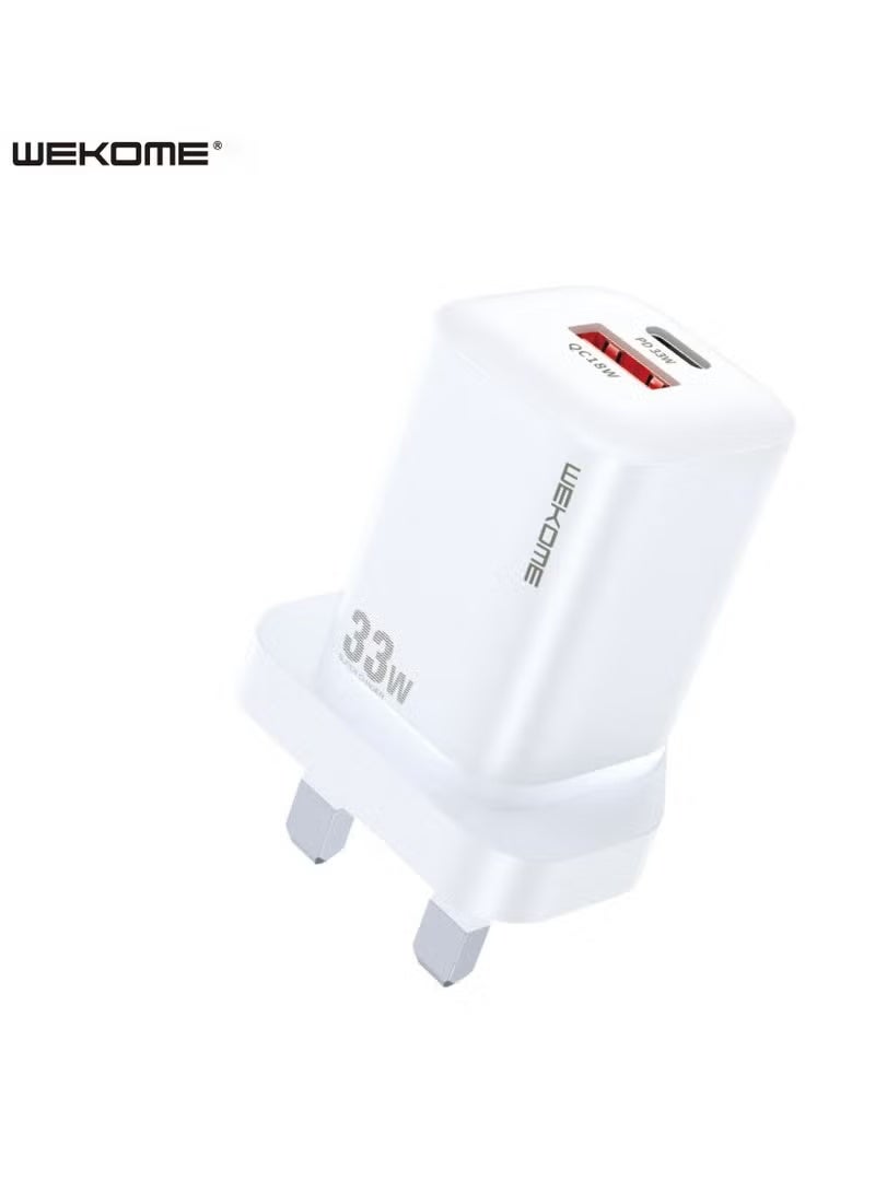 WEKOME USB C Plug, iPhone Charger, 33W Dual Port USB Fast Wall Charger, USB C Charger Block for iPhone 15/15 Pro/15 Pro Max/14/13/12, iPad Pro, AirPods, etc. (Cable Not Included) White - Image 1