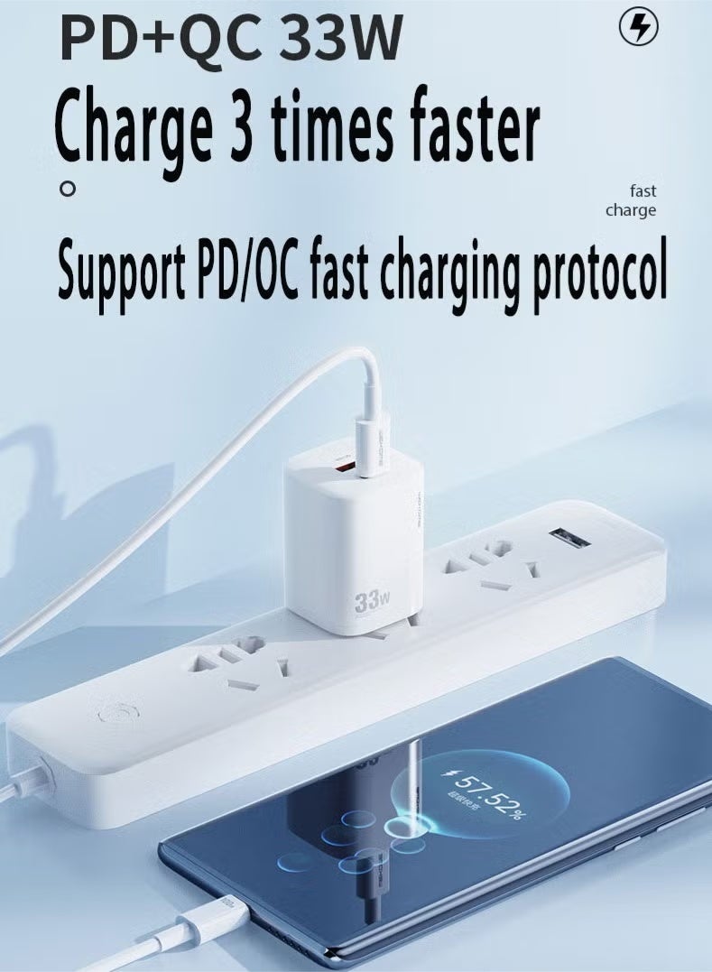 WEKOME USB C Plug, iPhone Charger, 33W Dual Port USB Fast Wall Charger, USB C Charger Block for iPhone 15/15 Pro/15 Pro Max/14/13/12, iPad Pro, AirPods, etc. (Cable Not Included) White - Image 4