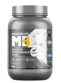 MUSCLEBLAZE Biozorb Performance Whey Protein (Magical Mango, 2lbs / 907g)  - Image 1
