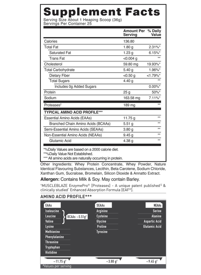 MUSCLEBLAZE - Biozorb Performance Whey Protein (Magical Mango, 2lbs / 907g) - Image 1