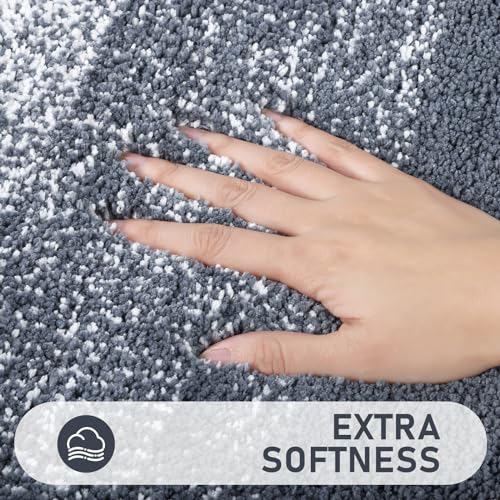 Bsmathom Bathroom Rugs Sets 4 Piece, Soft Absorbent Microfiber Bath Rugs with U-Shaped Contour Toilet Rug and Toilet Lid Cover, Thick Non-Slip Plush Shaggy Bath Mat Set,Dark Gray - Image 2