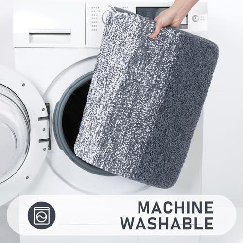 Bsmathom Bathroom Rugs Sets 4 Piece, Soft Absorbent Microfiber Bath Rugs with U-Shaped Contour Toilet Rug and Toilet Lid Cover, Thick Non-Slip Plush Shaggy Bath Mat Set,Dark Gray - Image 5