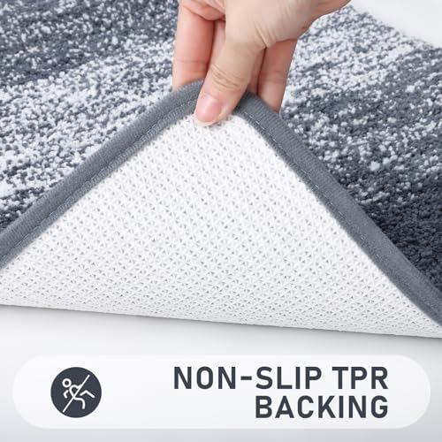 Bsmathom Bathroom Rugs Sets 4 Piece, Soft Absorbent Microfiber Bath Rugs with U-Shaped Contour Toilet Rug and Toilet Lid Cover, Thick Non-Slip Plush Shaggy Bath Mat Set,Dark Gray - Image 3