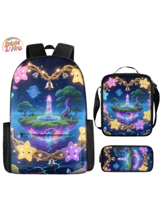 Bright Li Fire Backpacks + handbags + stationery bags | Back-to-school season/festival gifts | Cartoon bag three-piece set, easy to deal with various occasions (available for students, children, friends outings, mountain climbing, school, etc.) - 67 - Image 1